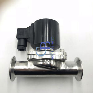 DC24V 1-1/2" DN40 OD 64mm Tri Clamp SUS304 Electric Sanitary Solenoid Valve NC