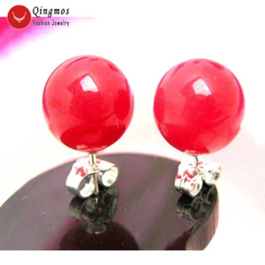 10mm Round Natural Red Jade Earring for Women & S925 Stud Earring Jewelry Ear130 - Picture 1 of 4