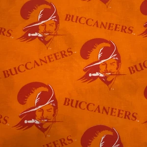 Tampa Bay Buccaneers LIcensed Cotton Fabric Orange Red Scant Half Y #6 - Picture 1 of 6