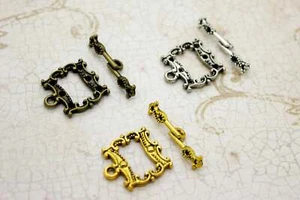 Lot Antiqued Rectangle Shape Toggle Clasps Jump Ring Necklace Bracelet Connector - Picture 1 of 5