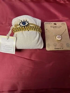 cool jewels elements NecklaceEye gold plated brass cz crystals Stack Bracelet💓 - Picture 1 of 5