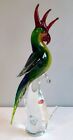Vintage Gorgeous Colorful Murano Art Glass Parrot Cockatoo Bird Italy Foil Label