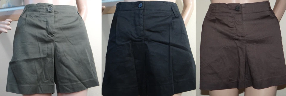 NUEVO SIN ETIQUETAS THE LIMITED Pantalones cortos cortos plisados delanteros verdes, marrones, negros, 10,12 Foto 1 de 1