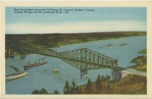 AK Quebec Brücke über St. Lawrence River PECO Leinen Nr postfrisch ca1940er - Bild 1 von 1