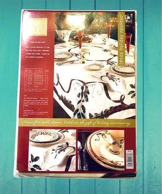 NUEVO Mantel Lenox Holiday Nouveau 70” Redondo Navidad Acebo Berry Ribbon Foto 1 de 4