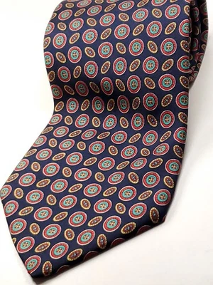 TIE RACK - WINDSOR - Vintage made in ITALY Silk Tie Men's Navy Blue Teal Red NEW - Image 1 of 4