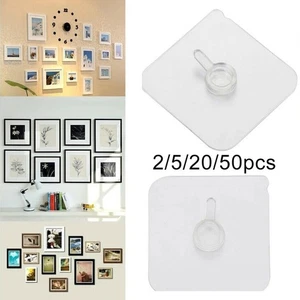 Hook Wall 60 * 60mm Picture Frame Seamless Self-Adhesive Super 2/5/20/50Pcs - Picture 1 of 16