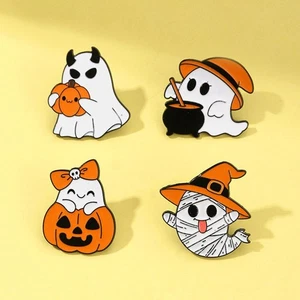 Neu - Geist & Kürbis Eimer Trick or Treat Brosche Halloween inspiriert - 2026 K3C2 - Bild 1 von 14