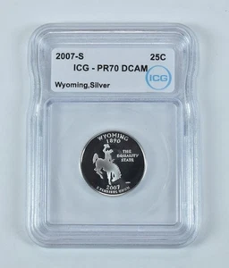 2007-S State Quarter Wyoming Silver PR70 DCAM ICG - Picture 1 of 5