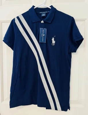 Polo Ralph Lauren Golf Nuevo con Etiquetas Para Mujer Logo Talla Grande Azul Marino Plateado Ret $90 Foto 1 de 4