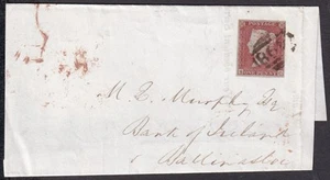 1853 ALPH 2 SG8 1d RED BROWN PLATE 163 BALLINASLOE IRELAND FRONT/FLAP (SC) - Picture 1 of 2