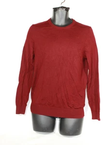 Savile Row Company Mens Jumper Medium Burgundy Merino Wool Blend Lightweight - Picture 1 of 7