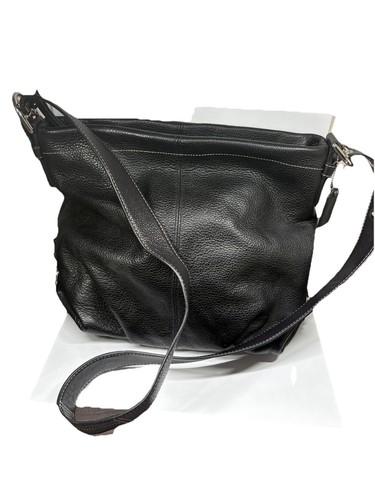 Borsa a tracolla Coach in pelle ciottolata nera F15064 ottime condizioni boho morbida tracolla da parete