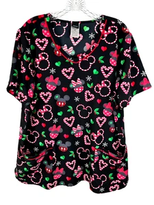 Disney Minnie Mickey Mouse Damen Weihnachten Scrub Top Kurzarm XL - Bild 1 von 8