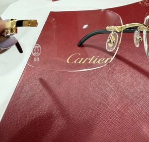 Cartier Original Rimless Lens CT00460 lenses 53 signature C glasses wood - horn - Picture 1 of 11