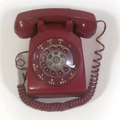 Teléfono de escritorio vintage de los años 60 con sistema de campana con marcación giratoria Western Electric C/D 500 rojo Foto 1 de 4