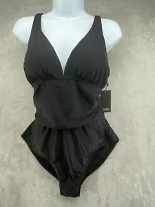 Jones New York Women’s Swimsuit Size X-Large Black One-Piece Nylon Blend NWT - Picture 1 of 15