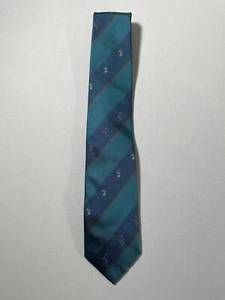 Fendi Men’s Tie, Blue & Turquoise With Small Figures, L  56” x W 3”, 100% Silk - Picture 1 of 6