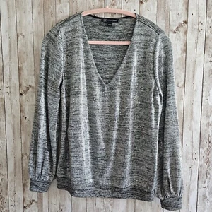 INC International Concepts Women’s Sparkling Gray Long Sleeve Blouse S - Picture 1 of 8