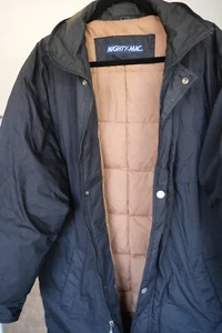 Vintage Mighty Mac Nordic Goose Down Lined Full Length Coat Hooded Men Sz Large - Picture 1 of 11