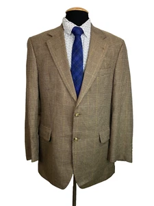 JOS. A. BANK Mens Brown WINDOW-PANE CHECK SILK Sport Coat Blazer Jacket SIZE 40R - Picture 1 of 11