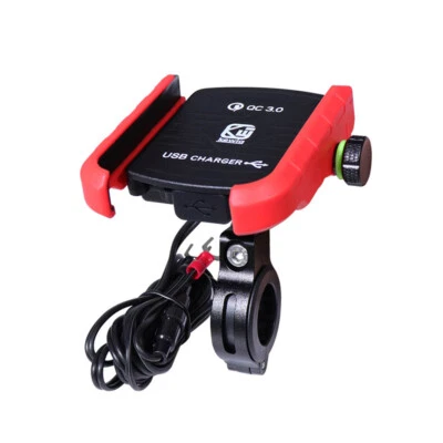 Soporte de teléfono celular rojo para motocicleta QC 3.0 USB cargador para Honda Shadow Phantom 750 Foto 1 de 3