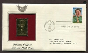 UNITED STATES 1988, GOLFER FRANCIS OUIMET, Sc 2377, FDC WITH GOLD FOIL REPLICA - Picture 1 of 1