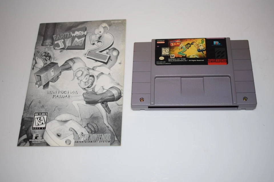 EARTHWORM JIM  2 (SUPER NINTENDO SYSTEM 1995) SNES- CARTRIDGE MANUAL(GWT77) - Image 1 of 4