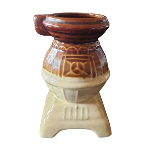 Vintage Glazed Ceramic Pot Belly Stove Vase/Planter Taiwan  - Picture 1 of 10