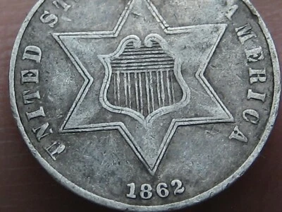 1862/1 Três 3 Centavos Prata Trime - Tipo 3, FS-301, Detalhes XF - Imagem 1 de 4