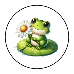 Cute Frog stickers labels tags envelope seals party favors - Picture 1 of 2