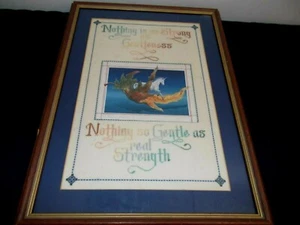 MODERN HAND MADE FRAMED TAPESTRY / NEEDLEPOINT MOTTO PICTURE IN GOOD CONDITION - Picture 1 of 3