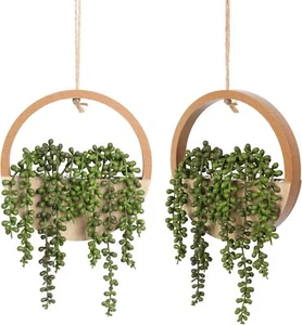 2pcs Artificial Succulents Hanging Plants 12.2'' Fake String of Pearls in Pot - Picture 1 of 62