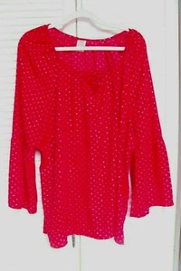 Women's "Faded Glory," Plus Size 2X (18-20), Polyester Top, Red w/silver - Picture 1 of 5