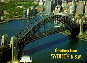 Sydney Harbour Bridge Postcard. Vintage 80s Old Australia Aerial View - Picture 1 of 2