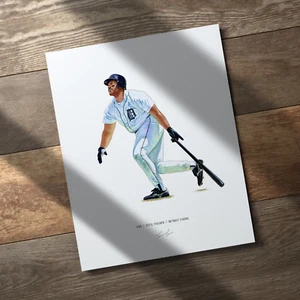 Poster stampa 8x10 Cecil Fielder Detroit Tigers Baseball illustrato arte - Foto 1 di 9