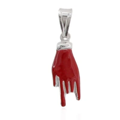 Ciondolo accoppiato mano corna mm 21x7 in argento 925 smaltato - Immagine 1 di 3