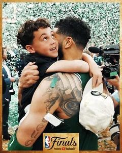 Jayson Tatum With Son Boston Celtics 2024 NBA Finals Champions 8x10 NBA Photo - Picture 1 of 1