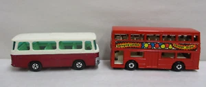 2 Vintage Matchbox Buses #12 Setra Coach 1970 #17 The Londoner 1972 Toy Cars - Picture 1 of 13