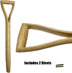 YD D HANDLE SPARE REPLACEMENT WOOD SHAFT GARDEN SHOVEL FORK SPADE INC 2 RIVETS - Picture 1 of 4