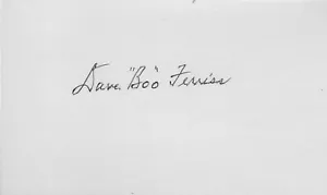 Tarjeta de índice autografiada 3x5 Dave "Boo" Ferriss Boston Red Sox Pitcher (d 2016) - Imagen 1 de 1