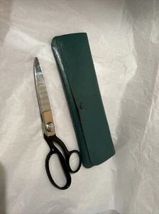 Vintage Wiss Pinking Shears Scissor Zig Zag 9 1/2” Long Newark NJ Leather Case - Picture 1 of 10