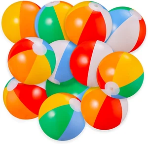 Beach Balls Bulk 24 Pack - 9" Inflatable Beachballs Swimming Pool Toys for Kids - Picture 1 of 12