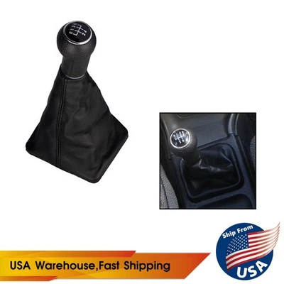 For 2002-2012 VW Volkswagen Jetta Manual 5 Speed Gear Shift Knob Black With Boot - Image 1 of 4