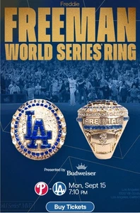 Freddie Freeman 2024 World Series Player Ring 2025 Dodgers SGA 9/15 Pre-Sell - Picture 1 of 1