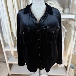 Santuario Talla XL Terciopelo Negro Snap Up Top, Sexy, Día Noche, Vestido Informal #4336 - Imagen 1 de 10