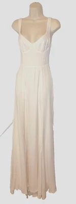 New sz 4 Reformation ivory Lecce floor length gown maxi dress bustier / buttons - Image 1 of 4