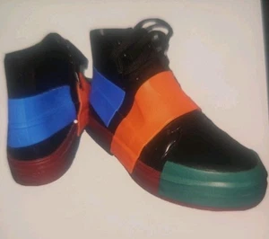 MELISSA Shoes Crew Ad High Top Black Red Orange Blue Size 6 New PVC Rubber Laces - Picture 1 of 13