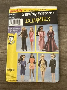 Simplicity 7073 Barbie Sewing Pattern  Fashion Doll Clothing 11.5”Vintage Uncut - Picture 1 of 2