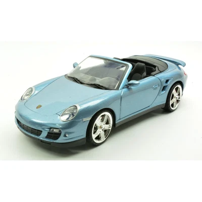 PORSCHE 911 TURBO CABRIO 2008 METALLIC LIGHT BLUE 1:18 Motormax Auto Stradali Mo - Immagine 1 di 4